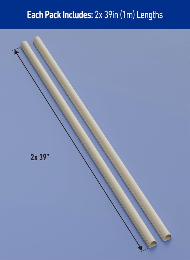 D-Line Half Round Cord Hider, Patented Cable Cover, Hide TV Wall Mount Wires, Raceway for Cords, Decorative Wire Covers, Paintable, Adhesive Cable Concealer - 2X 1.18in W x 0.59in H x 39in L - Beige - Image 4